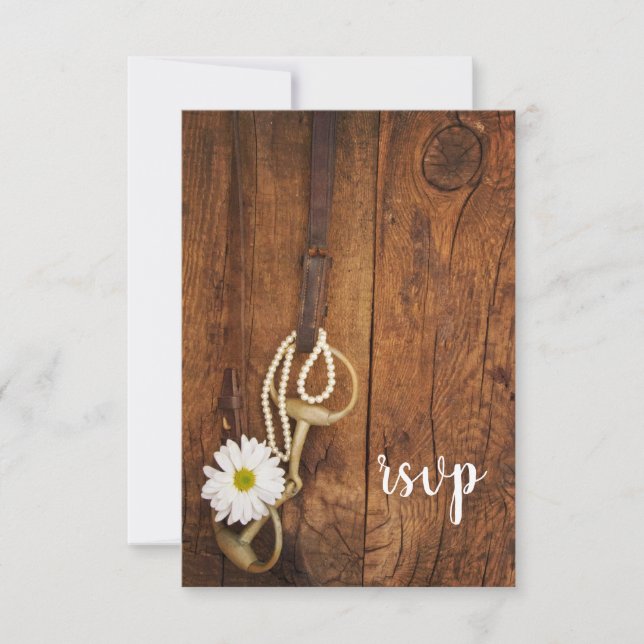 Daisy and Horse Bit Western Wedding RSVP Card (Front)