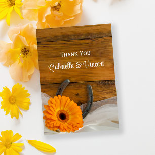 Daisy and Horseshoe Western Wedding Thank You Card