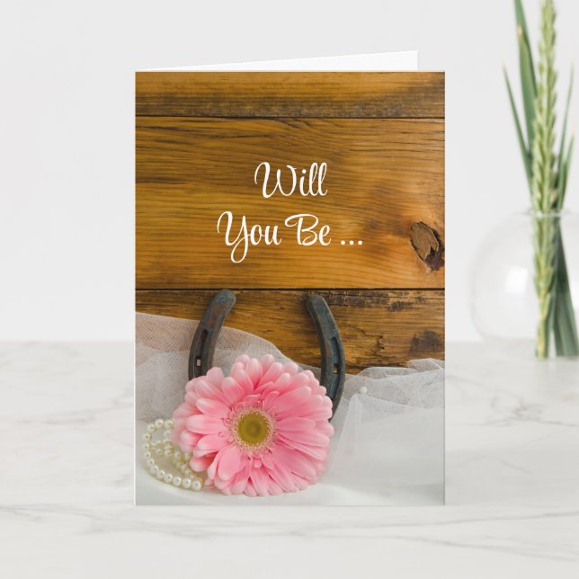 Daisy and Horseshoe Will You Be My Bridesmaid Invitation (Front)