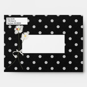 Daisy and Lady Bug Black on Dots Envelope