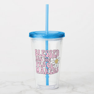 Daisy and Peace Makers Slogan Acrylic Tumbler