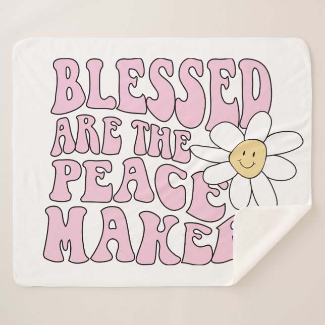 Daisy and Peace Makers Slogan Sherpa Blanket (Front (Horizontal))