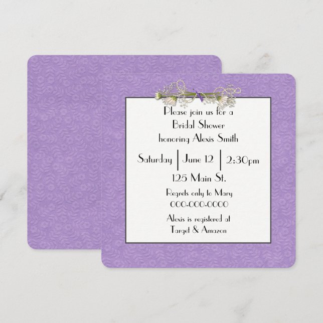 Daisy and Pearl Bouquet Bridal Shower Invitation (Front/Back)