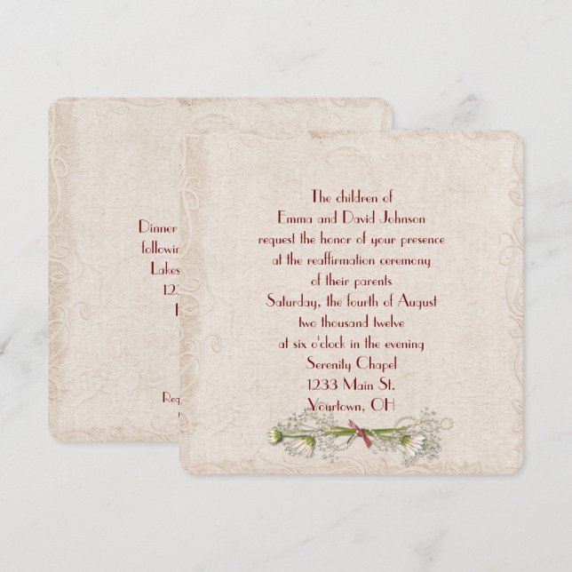 Daisy and Pearl Vow Renewal Invitation (Front/Back)