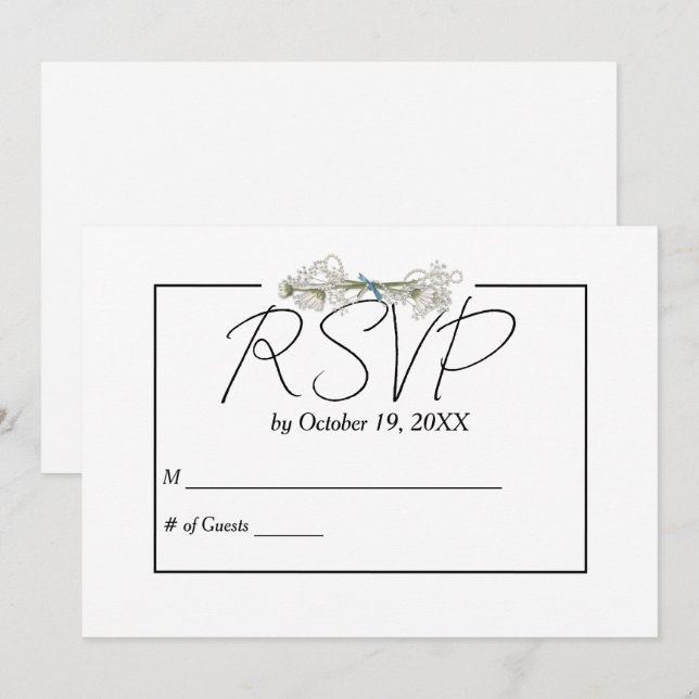 Daisy and Pearls RSVP Wedding  Invitation (Front/Back)