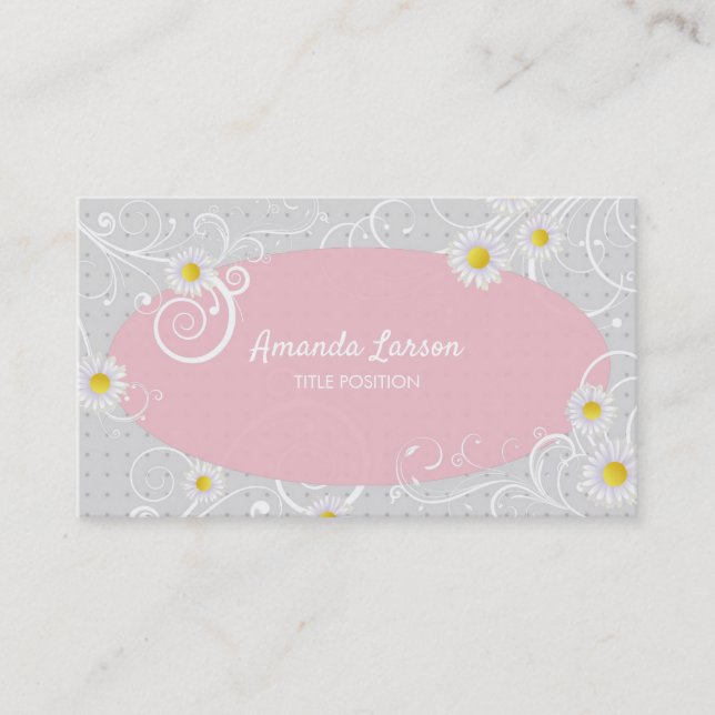 Daisy And Pink Frame Business Card (Front)