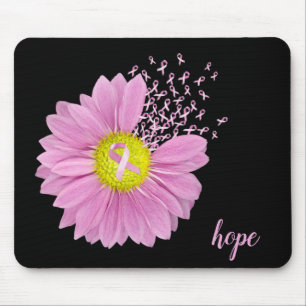 daisy and pink ribbon breast cancer symbol mouse mat