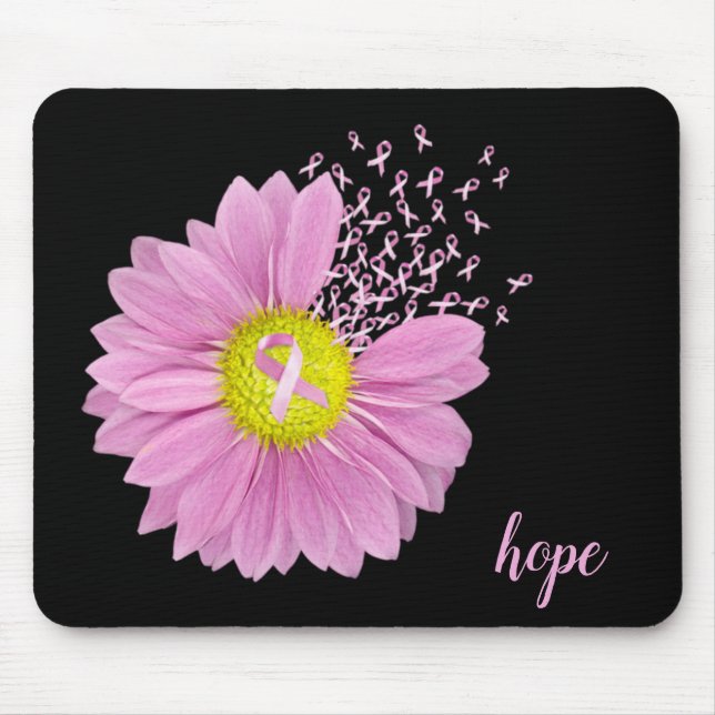 daisy and pink ribbon breast cancer symbol mouse mat (Front)