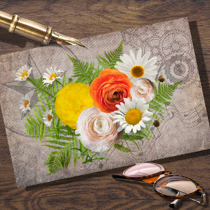 Daisy and Ranunculus Bouquet Decoupage Tissue Pape Paper