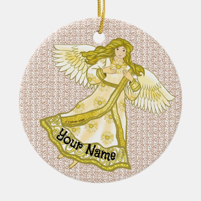 Daisy Angel Ceramic Tree Decoration (Front)