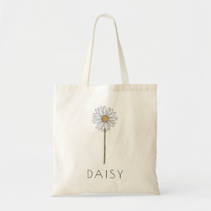 DAISY April Birth Flower Custom Name Tote Bag