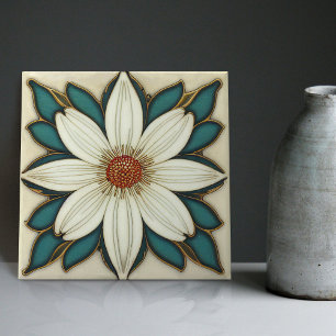 Daisy Art Deco Floral Wall Decor Art Nouveau Tile