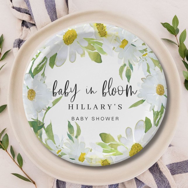 Daisy Baby in Bloom Baby Shower Summer floral Paper Plate (Creator Uploaded)