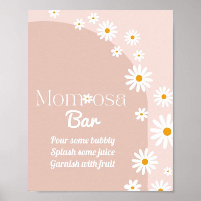 Daisy Baby in bloom Boho Girl Baby Shower bar Poster (Front)