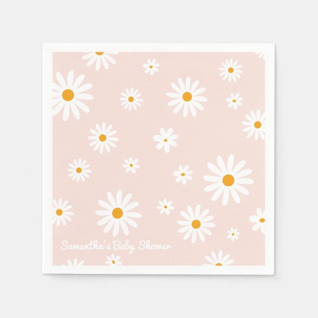 Daisy Baby in bloom Boho Girl Baby Shower Napkin (Front)