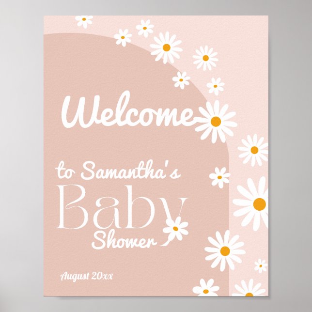 Daisy Baby in bloom Boho Girl Baby Shower welcome Poster (Front)