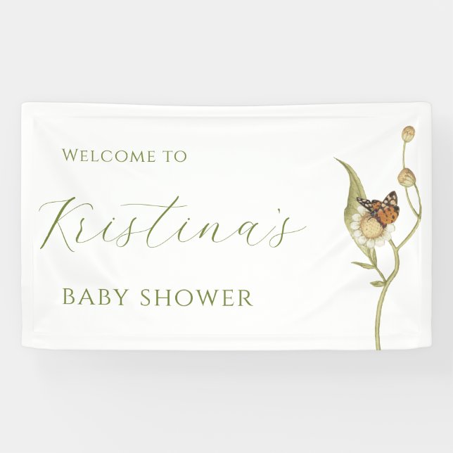 Daisy Baby in Bloom Wildflower Baby Shower Banner (Horizontal)
