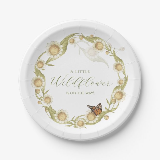 Daisy Baby in Bloom Wildflower Baby Shower Paper Plate (Front)