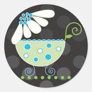 Daisy Baby Invitation or Favour Sticker