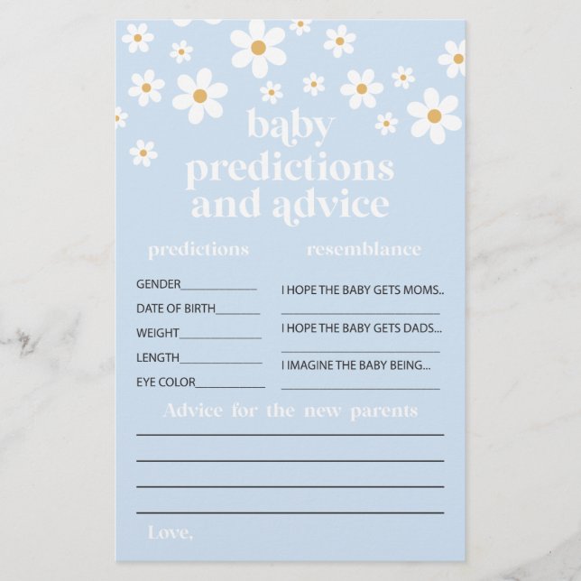Daisy Baby Shower Advice for Parents Card (Front)
