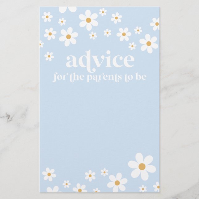 Daisy Baby Shower Advice for Parents Card (Front)