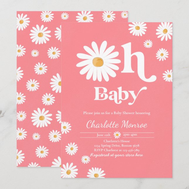 Daisy Baby Shower Bohemian Floral Chic Baby Shower Invitation (Front/Back)