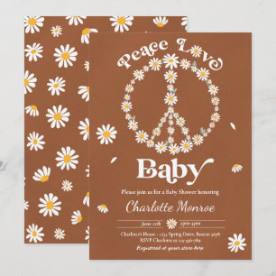 Daisy Baby Shower Bohemian Peace Love Baby Shower  Invitation