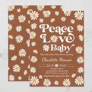 Daisy Baby Shower Bohemian Peace Love Baby Shower  Invitation