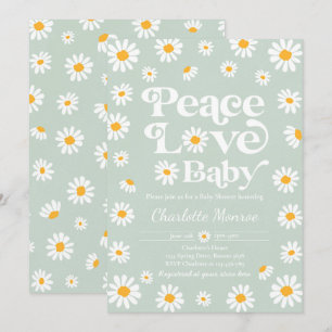 Daisy Baby Shower Bohemian Peace Love Baby Shower  Invitation