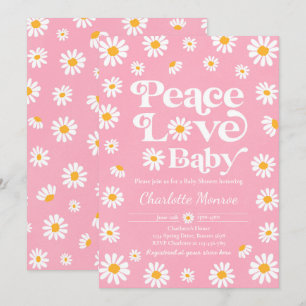 Daisy Baby Shower Bohemian Peace Love Baby Shower Invitation