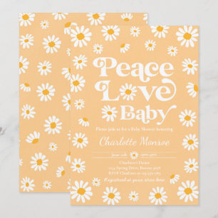 Daisy Baby Shower Bohemian Peace Love Baby Shower  Invitation