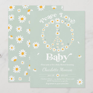 Daisy Baby Shower Bohemian Peace Love Baby Shower  Invitation