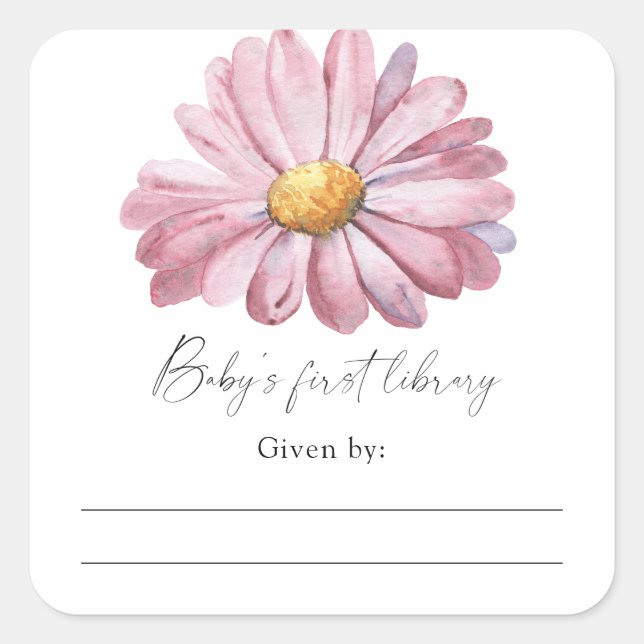 Daisy - Baby Shower bookplate, books for baby Square Sticker (Front)