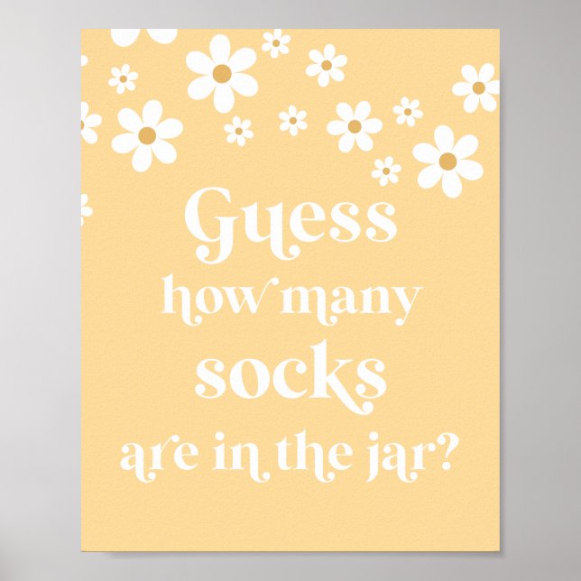 Daisy Baby Shower guess how many socks game Poster (Front)