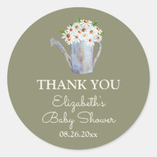 Daisy Baby Shower Thank You Classic Round Sticker
