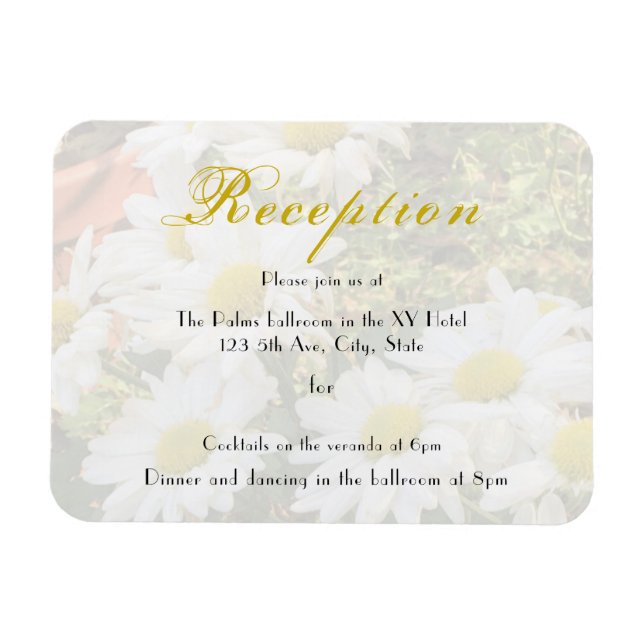 Daisy Background Flowing Yellow and Grey Wedding Magnet (Horizontal)