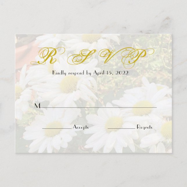 Daisy Background Flowing Yellow Script  Wedding Postcard (Front)