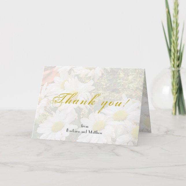 Daisy Background Yellow and gray Script  Wedding C Card (Front)
