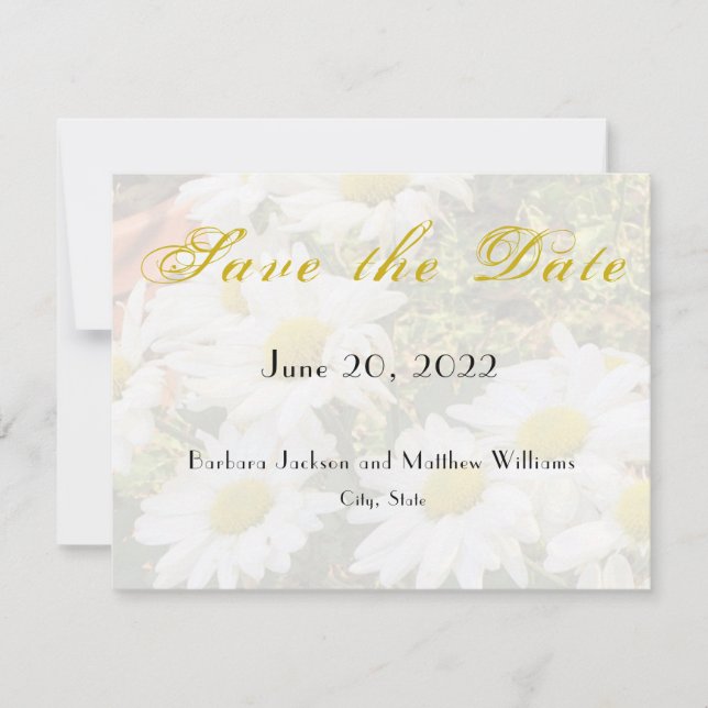 Daisy Background Yellow Script Save the Date (Front)
