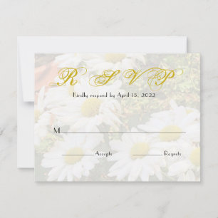 Daisy Background Yellow Script Wedding RSVP Card