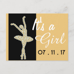 Daisy Ballerina, New Baby Announcement Postcard