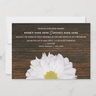 Daisy & Barnwood Rustic Wedding Invitation