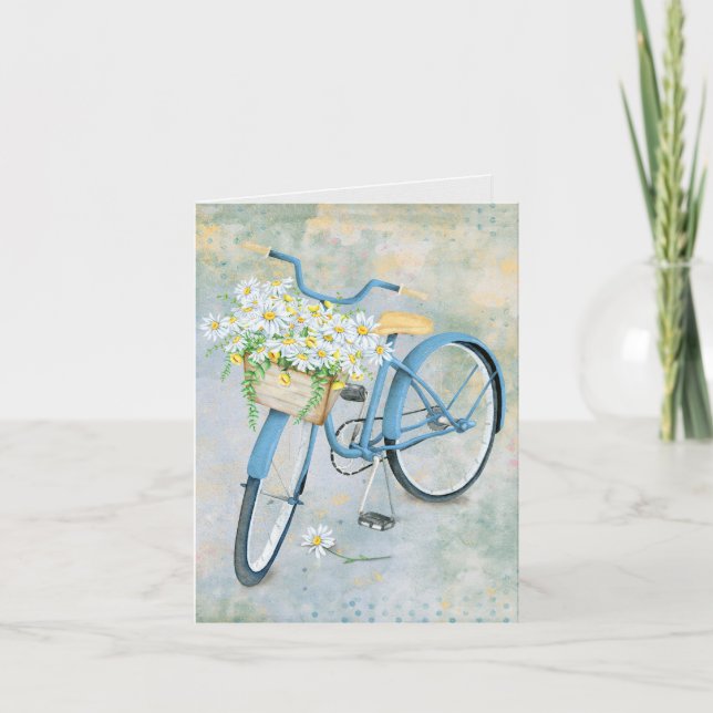daisy basket on blue bike card (Front)