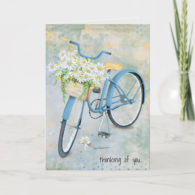 daisy basket on blue bike card (Front)