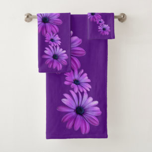 Daisy Bath Sets Blue Purple Daisy Bath Towel Set
