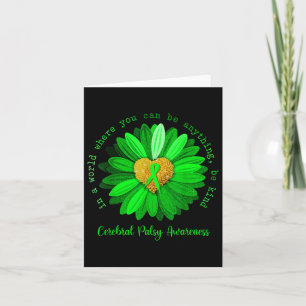 Daisy Be Kind Cerebral Palsy Awareness Green Ribbo Card