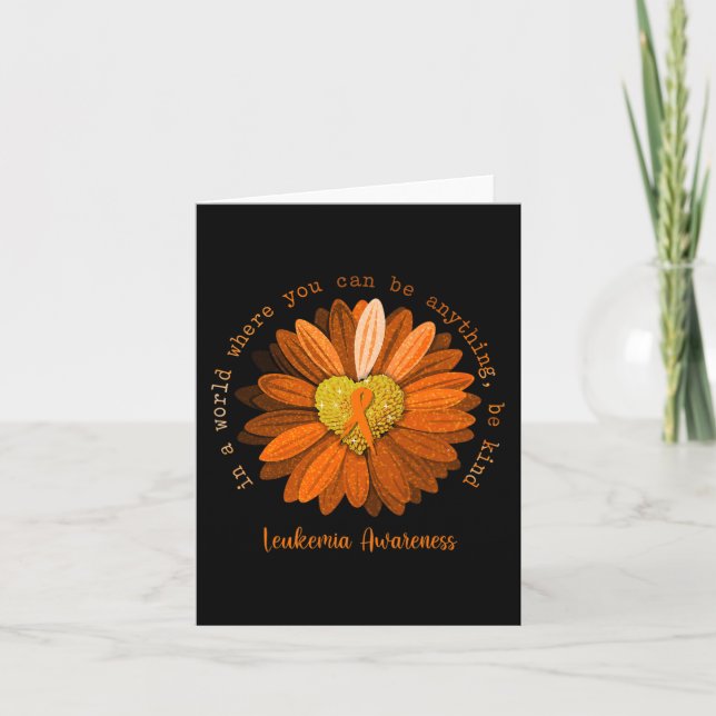 Daisy Be Kind Leukaemia Awareness Orange Ribbon  Card (Front)