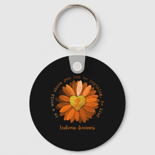 Daisy Be Kind Leukaemia Awareness Orange Ribbon Key Ring