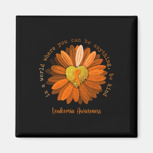 Daisy Be Kind Leukaemia Awareness Orange Ribbon  Magnet
