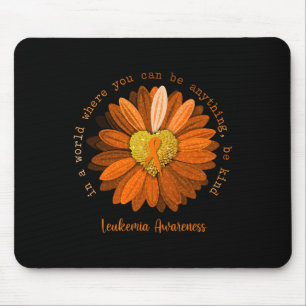 Daisy Be Kind Leukaemia Awareness Orange Ribbon  Mouse Mat